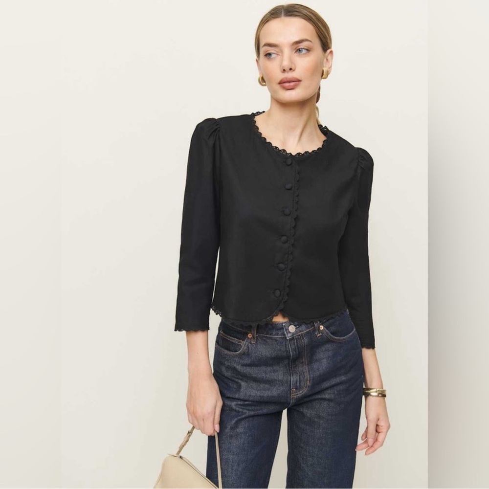 Reformation Donna Black Top